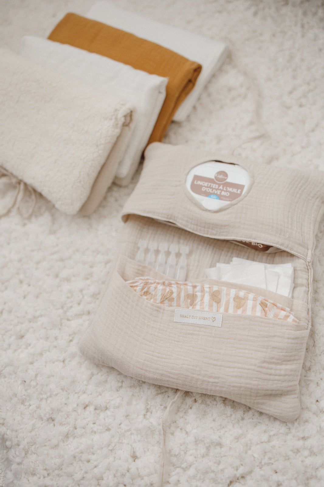 Range couches - Gaze de coton/lin/ moumoute