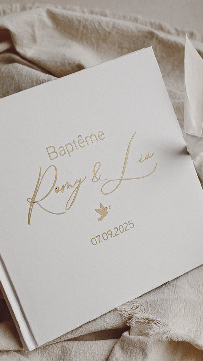Livre d'or Blanc Ruban - Plusieurs formats Baptême