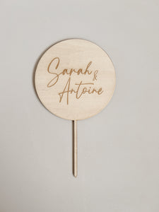 Cake topper mariage en bois - Plusieurs formes & logos