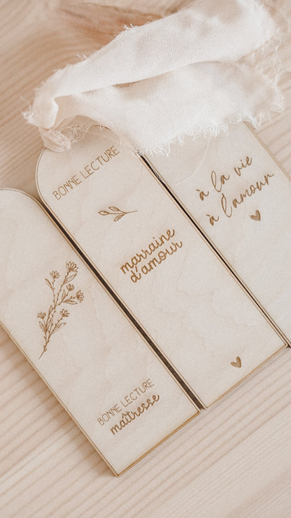 Marque page en bois personnalisé - 3 modèles