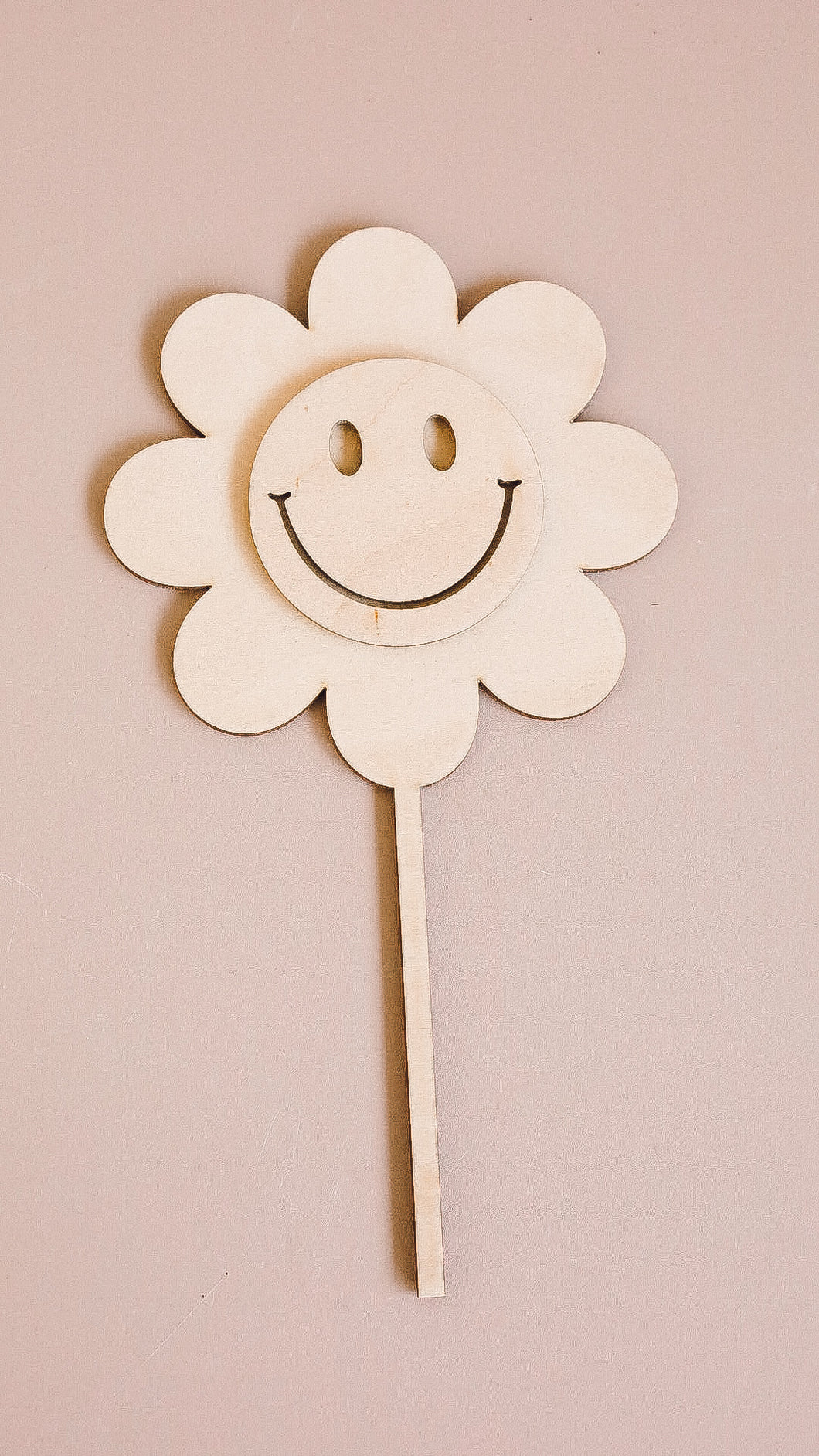 Cake topper - Fleurs Smiley - Bois ou acrylique