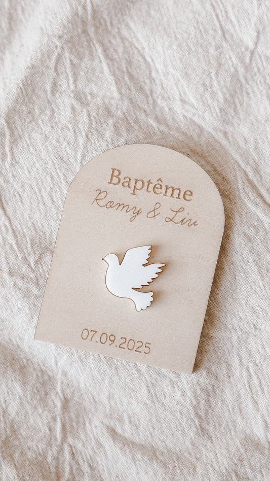 Magnet Baptême en bois - Forme arche