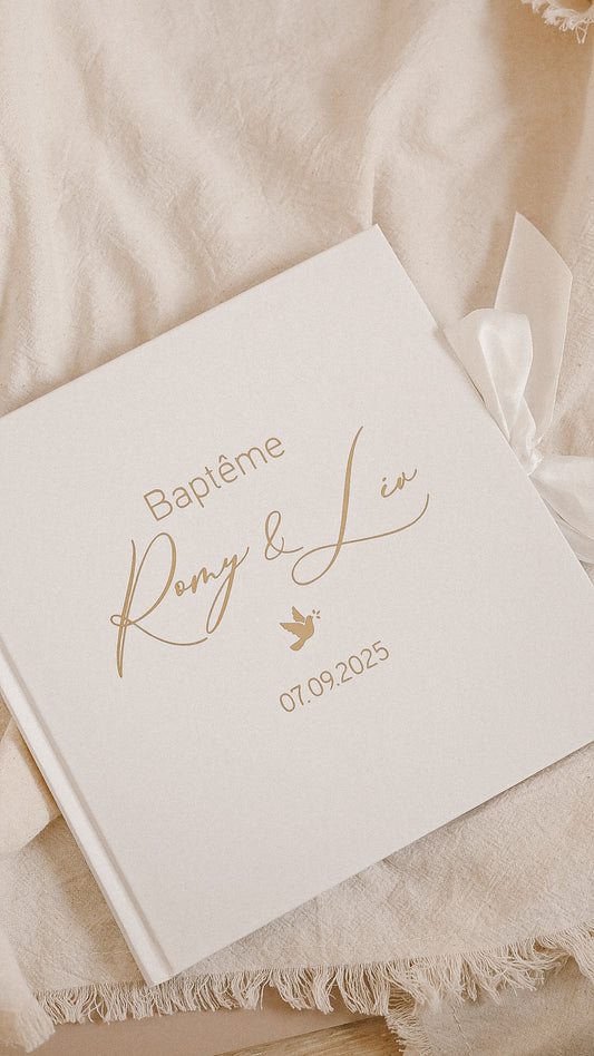Livre d'or Blanc Ruban - Plusieurs formats Baptême