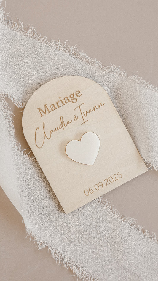 Magnet Baptême en bois - Forme arche