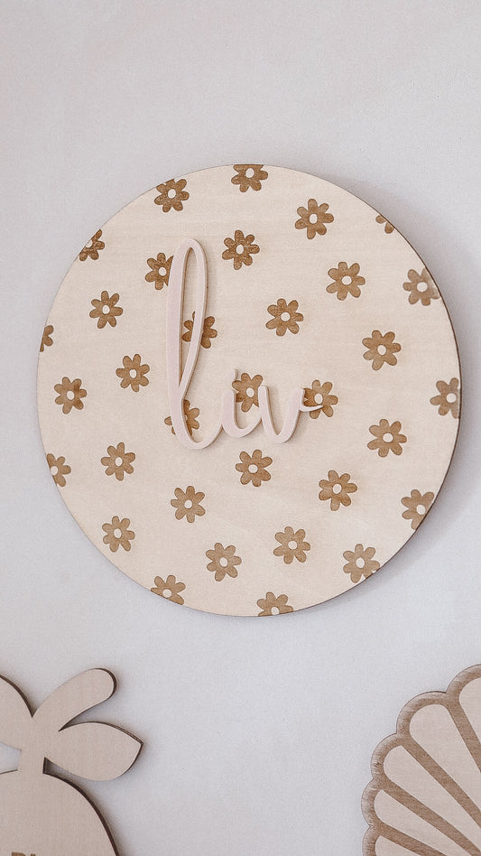 Rond marguerite + prénom / Décoration murale