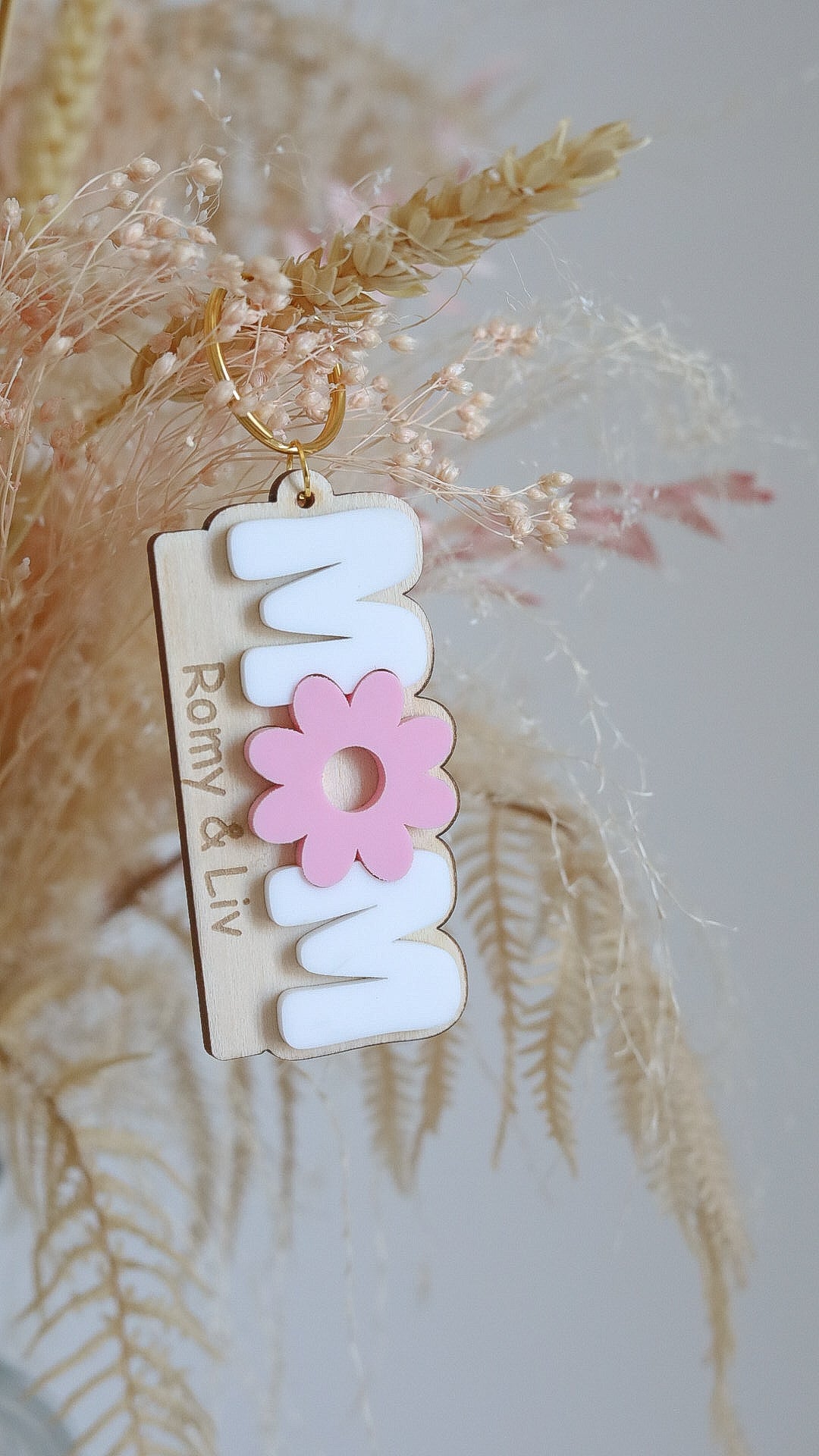 Porte clé marguerite "Mom"