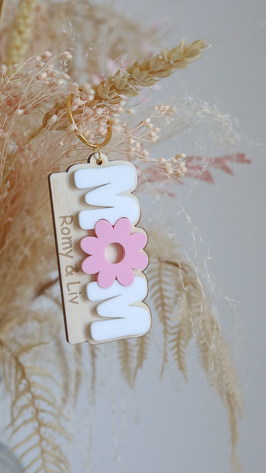 Porte clé marguerite "Mom"