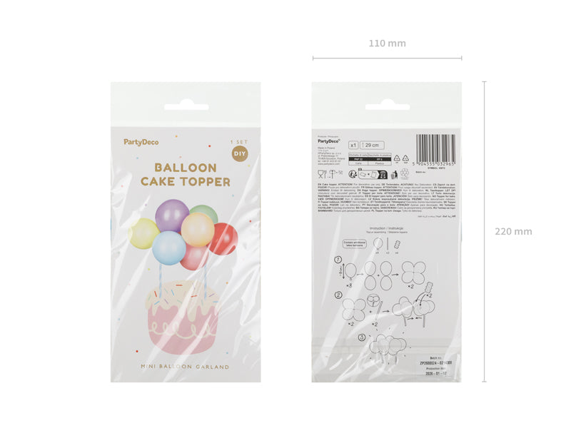 Topper gâteau ballon arc-en-ciel, assortiment, 29 cm