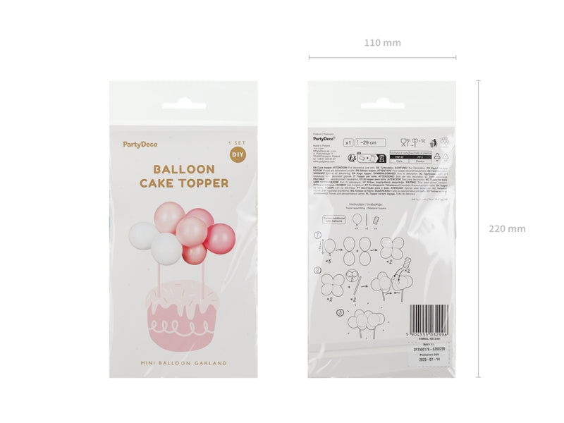 Topper gâteau ballon, rose, 29 cm