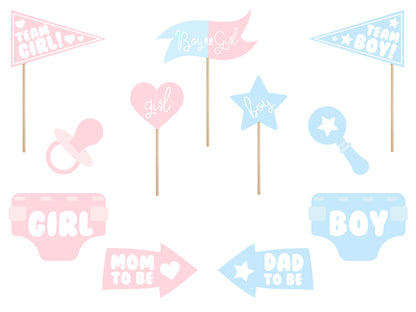 Accessoires photobooth Gender Reveal – Lot de 11