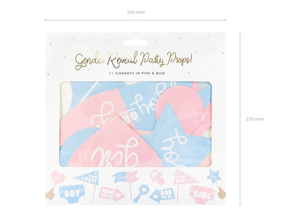 Accessoires photobooth Gender Reveal – Lot de 11