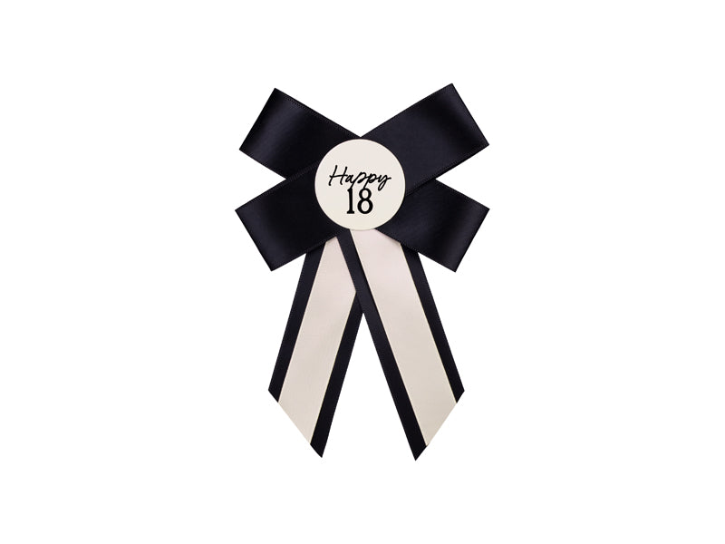 Rosette pour 18 ans, crème-noir, 11x17 cm