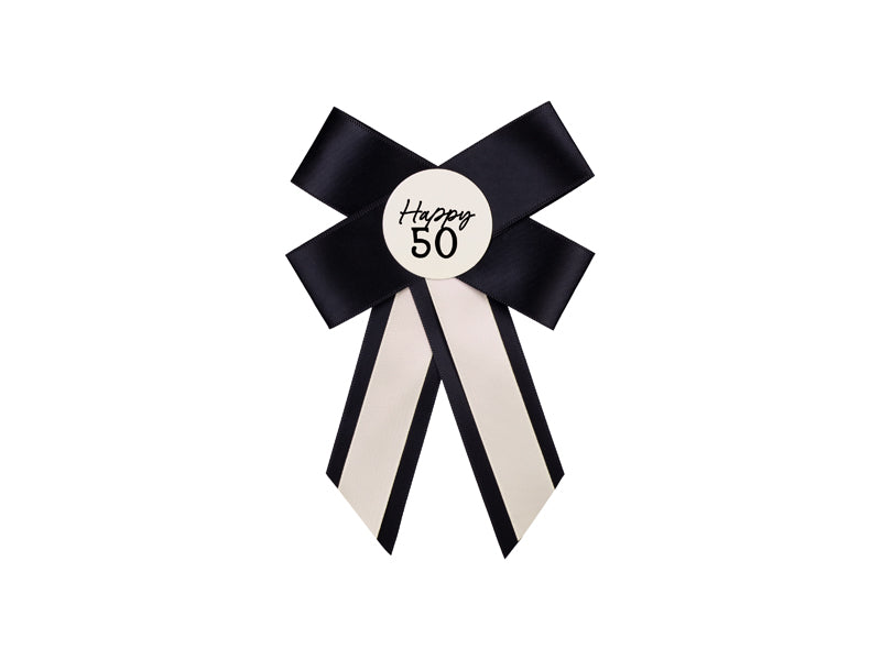Rosette pour 50 ans, crème-noir, 11x17 cm