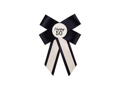 Rosette pour 50 ans, crème-noir, 11x17 cm