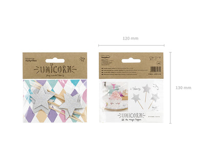 Décorations à muffins Licorne - Étoiles – lot de 6 pièces