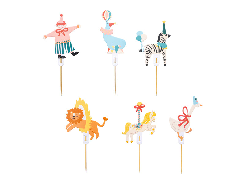 Décorations pour cupcakes Cirque – Lot de 6