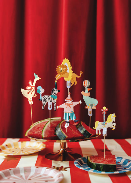 Décorations pour cupcakes Cirque – Lot de 6