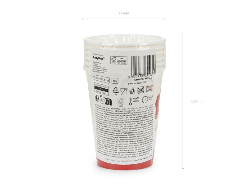 Gobelets Nœud, 250 ml, rouge-beige (lot de 6 pièces)