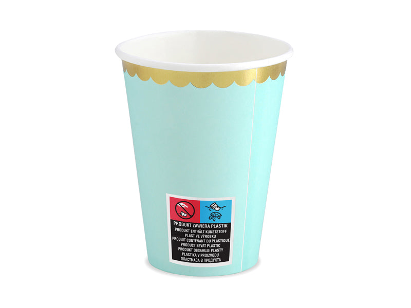 Gobelets anniversaire vert menthe, 220ml – lot de 6 – Déco anniversaire Dino