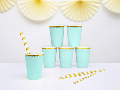 Gobelets anniversaire vert menthe, 220ml – lot de 6 – Déco anniversaire Dino
