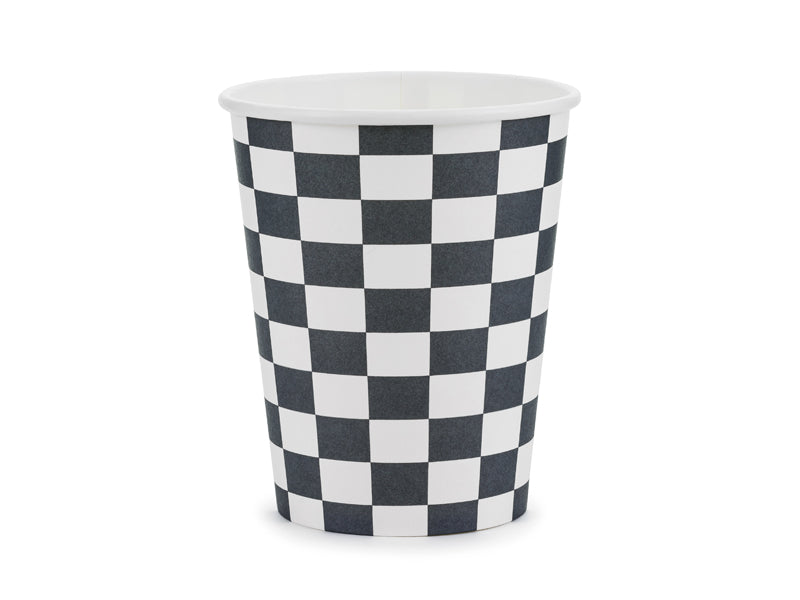 Gobelets Drapeau à damier, 220 ml, mélange de couleurs (1 pqt. / 6 pc.)