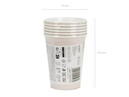 Gobelets en papier, beige, 250ml – lot de 6 pièces
