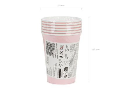 Gobelets en papier, rose clair, 250ml – lot de 6 pièces