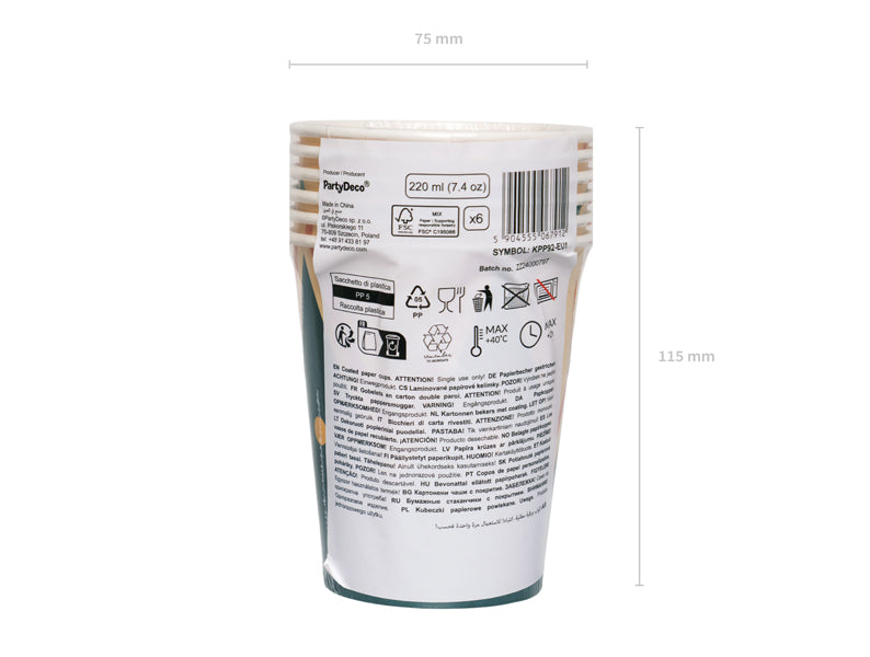Gobelets en papier Cirque – 220 ml – Lot de 6