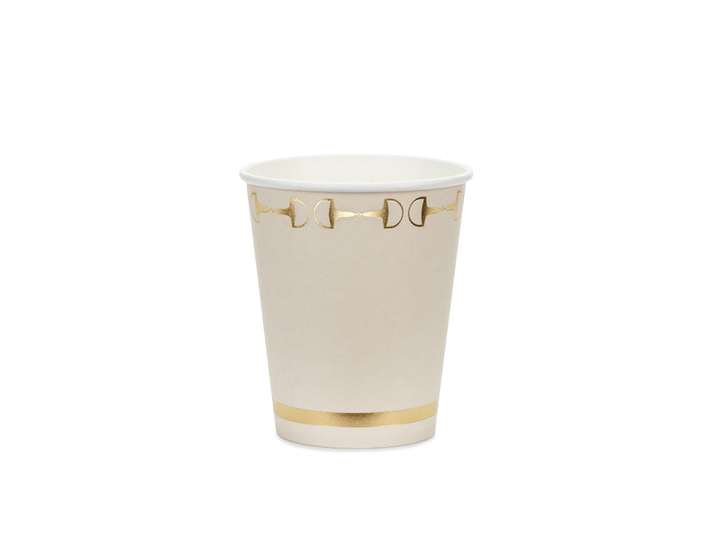Gobelets papier motif étriers, beige, 220 ml – lot de 6