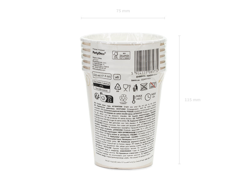 Gobelets papier motif étriers, beige, 220 ml – lot de 6