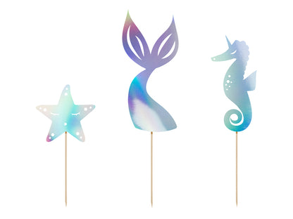 Décorations de gâteau Sirène – iridescentes – 24.5cm (lot de 3 pièces) – Atelier Romy