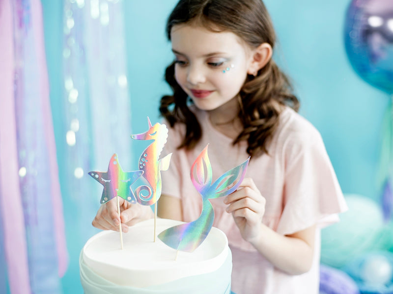 Décorations de gâteau Sirène – iridescentes – 24.5cm (lot de 3 pièces) – Atelier Romy