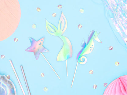 Décorations de gâteau Sirène – iridescentes – 24.5cm (lot de 3 pièces) – Atelier Romy