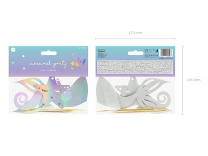 Décorations de gâteau Sirène – iridescentes – 24.5cm (lot de 3 pièces) – Atelier Romy