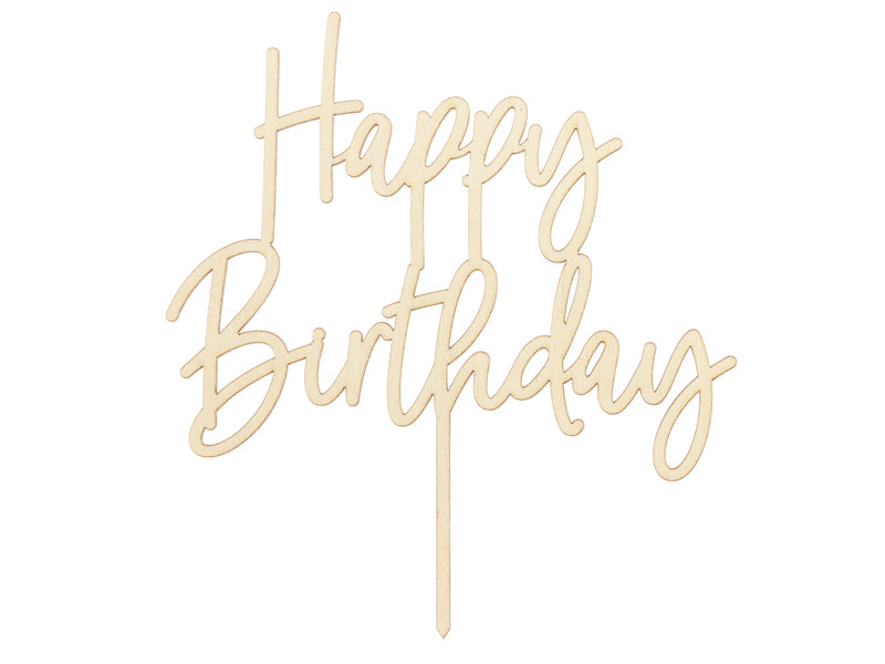 Cake topper en bois Happy Birthday – Anniversaire