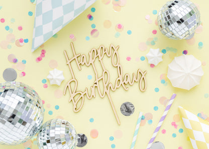 Cake topper en bois Happy Birthday – Anniversaire
