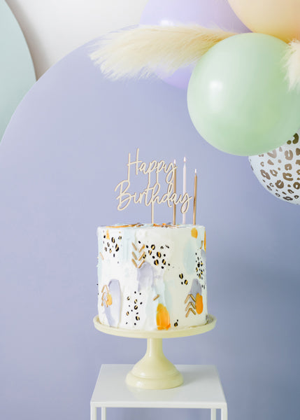 Cake topper en bois Happy Birthday – Anniversaire