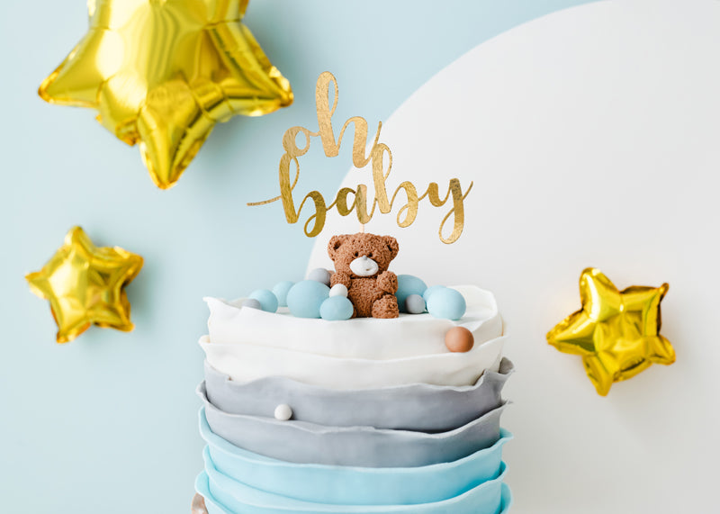 Toppers de gâteau Oh baby, 25 cm, or