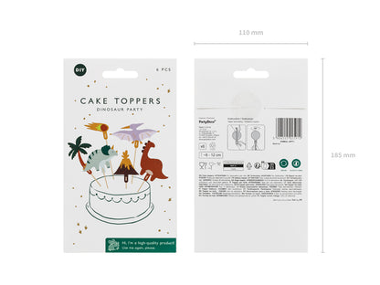 Topper gâteau Dinosaurees, 8-12 cm, multicolore – lot de 6