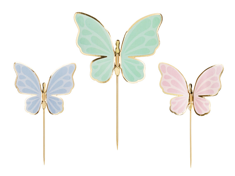 Topper papillons, assortiment, 9 x 6,5 cm – lot de 9 pièces