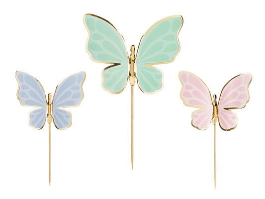 Topper papillons, assortiment, 9 x 6,5 cm – lot de 9 pièces