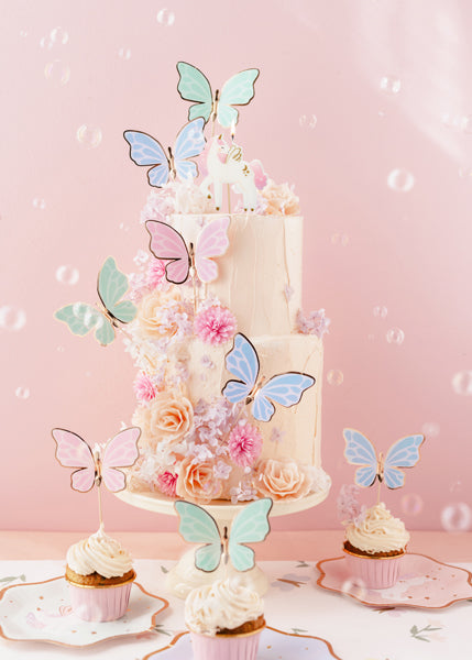 Topper papillons, assortiment, 9 x 6,5 cm – lot de 9 pièces