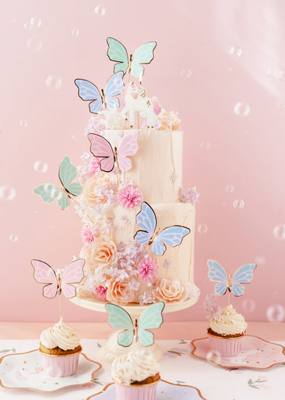 Topper papillons, assortiment, 9 x 6,5 cm – lot de 9 pièces