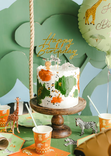 Cake topper Happy Birthday doré pailleté – Acrylique