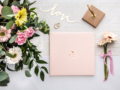 Livre d'or Pour de doux souvenirs, 20,5x20,5cm, rose poudré, 22 cartes