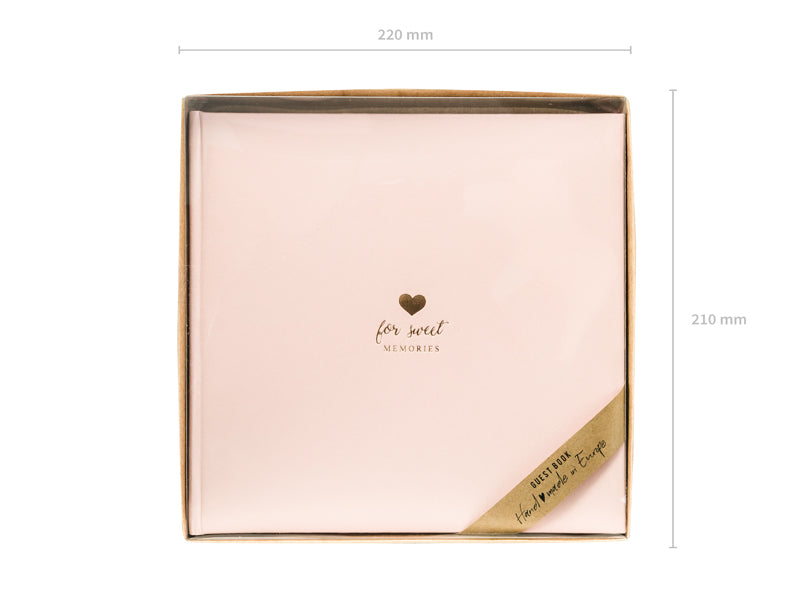 Livre d'or Pour de doux souvenirs, 20,5x20,5cm, rose poudré, 22 cartes