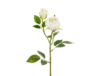 Fleur artificielle - Rose avec deux boutons, 55 cm, crème claire