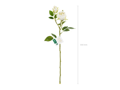 Fleur artificielle - Rose avec deux boutons, 55 cm, crème claire