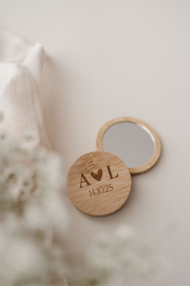 Miroir de poche en bois rond