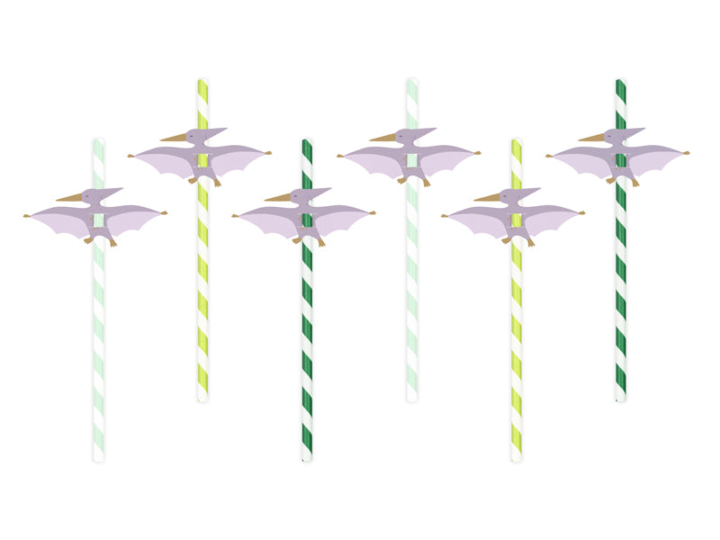 Pailles ptérodactyle, 19.5 cm, multicolore – lot de 6
